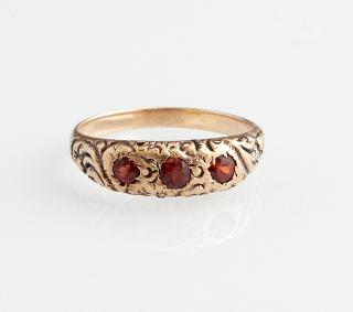 Appraisal: English K Yellow Gold Dinner Ring c with incised decoration