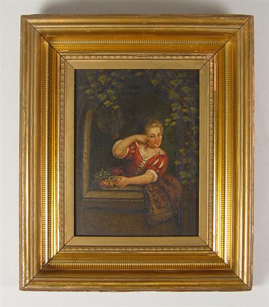 Appraisal: Oil on Tin Portrait Mid th Century European genre painting