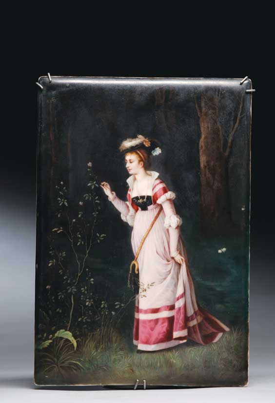 Appraisal: CONTINENTAL PAINTED PORCELAIN PLAQUE Continental painted porcelain plaque depicting a