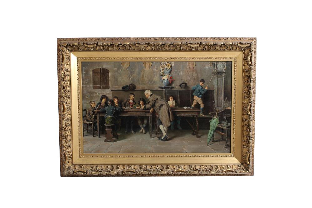 Appraisal: FRANCESCO BERGAMINI - MASTER IN CLASS oil on canvas signed