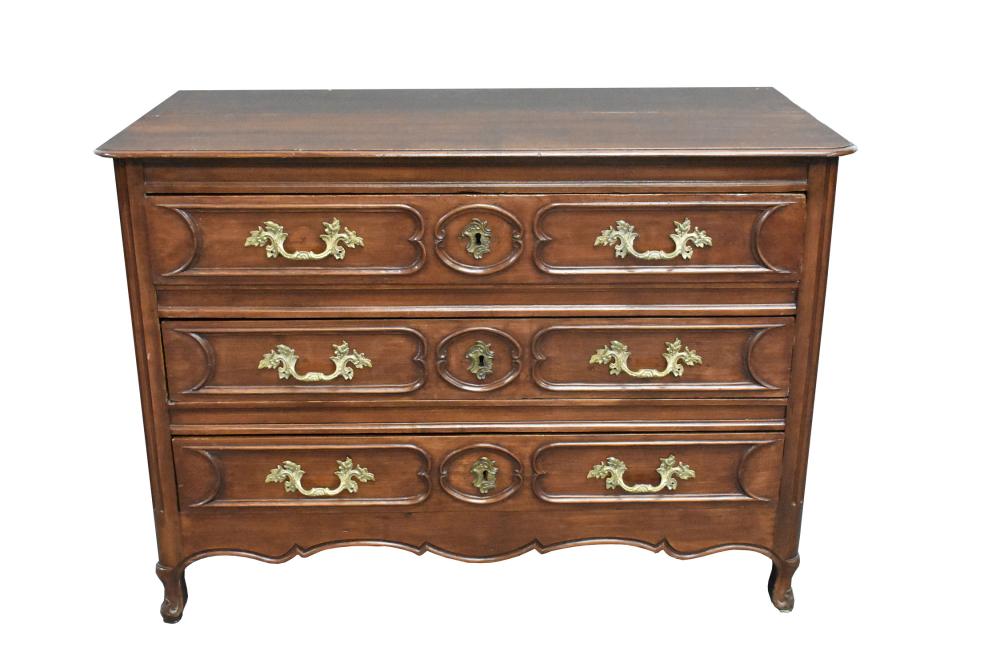 Appraisal: LOUIS XV FRUITWOOD WALNUT PROVINCAL COMMODE th Century The rectangular