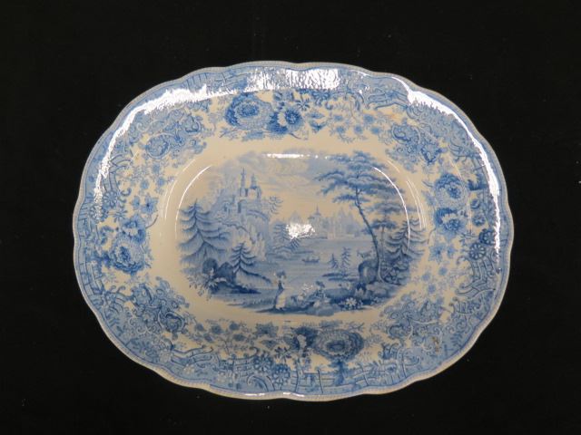 Appraisal: Early Blue and White Ironstone Serving Bowl Tyrolean X excellent