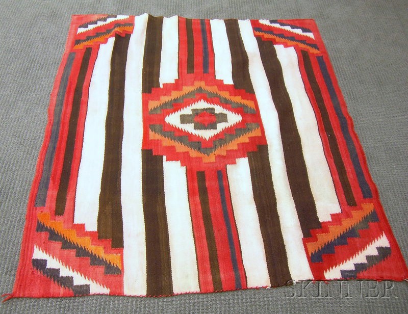 Appraisal: Navajo Tribal Rug Chief Blanket Style in red black and