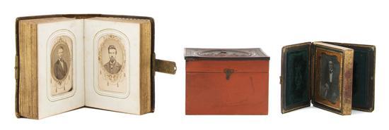 Appraisal: A Mother-of-Pearl Inlaid Daguerreotype Case of book form with two