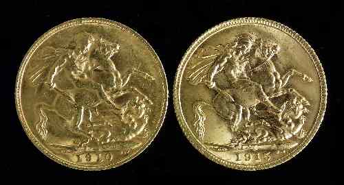 Appraisal: An Edward VII Sovereign fine and a George V Sovereign