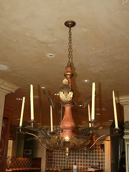 Appraisal: A Baroque style six light tole chandelier approximate diameter in