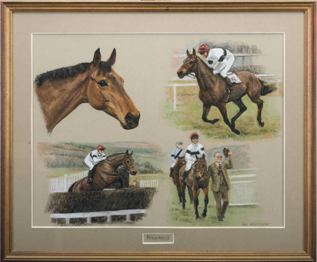 Appraisal: FOUR VIGNETTES OF A HORSE WITH RIDER AND OWNER TITLED