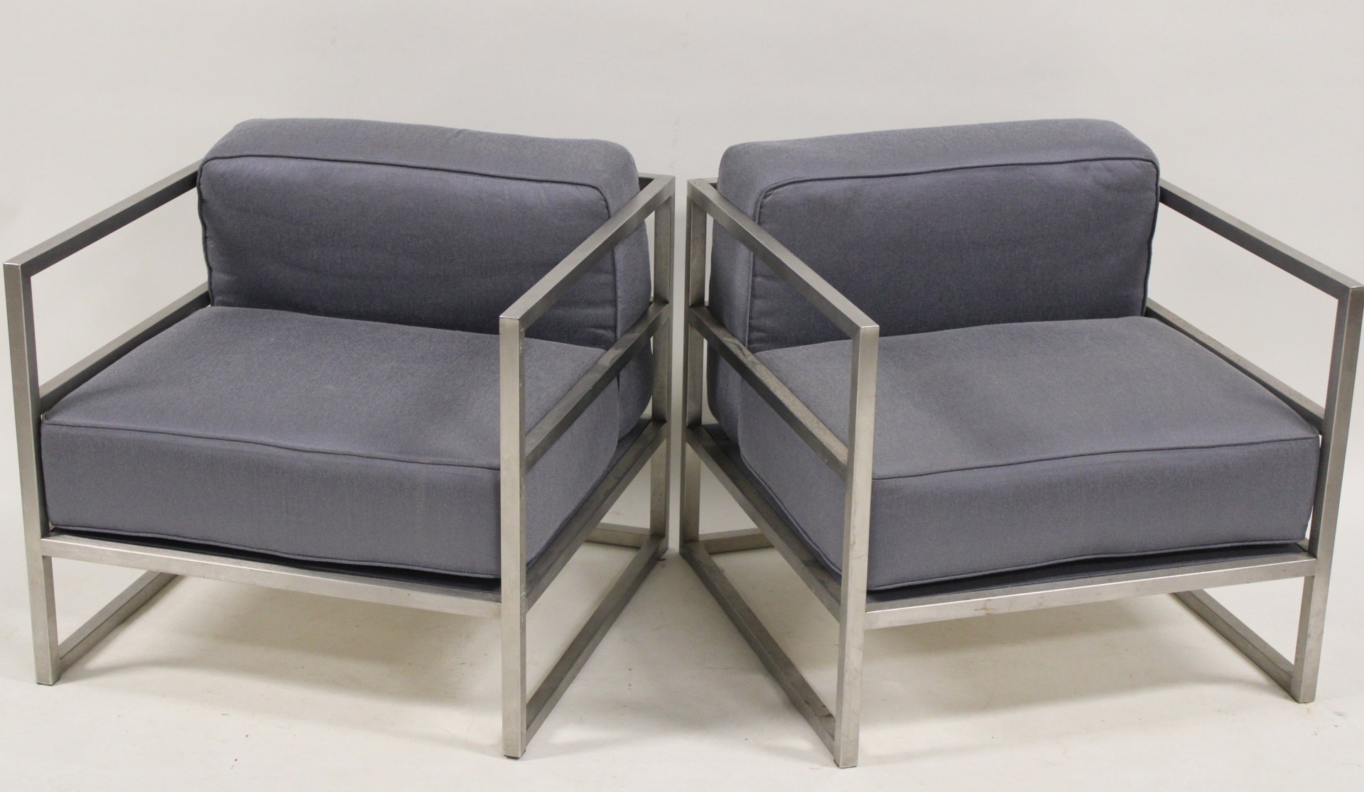 Appraisal: VINTAGE PAIR OF MIDCENTURY STYLE CUBE CHAIRS Polished steel and