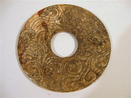 Appraisal: Chinese soapstone Bi disk qing dynasty Of pieced circular form