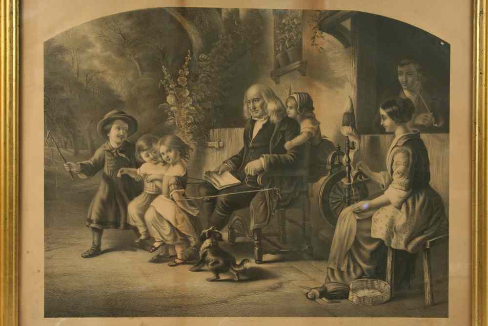 Appraisal: LITHOGRAPH - Titled 'Alter und Kindheit' depicting elderly gentleman seated