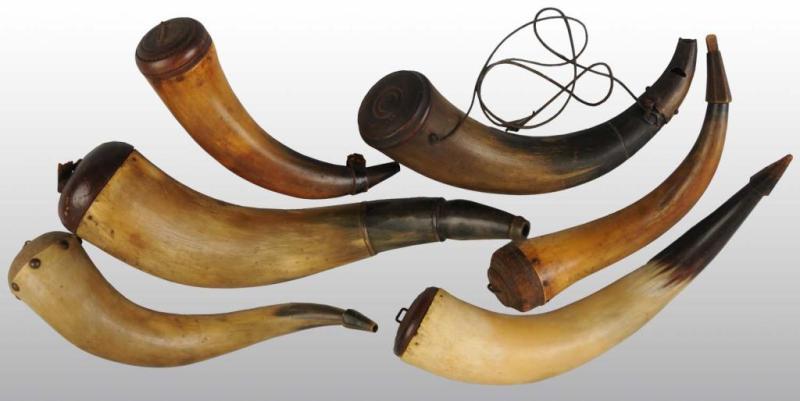 Appraisal: Lot of Miscellaneous Large Antique Powder Horns Condition Good Size