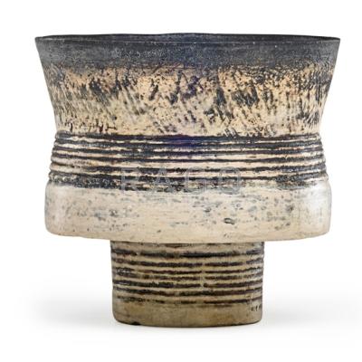 Appraisal: HANS COPER - Footed stoneware cup manganese glaze and porcelain