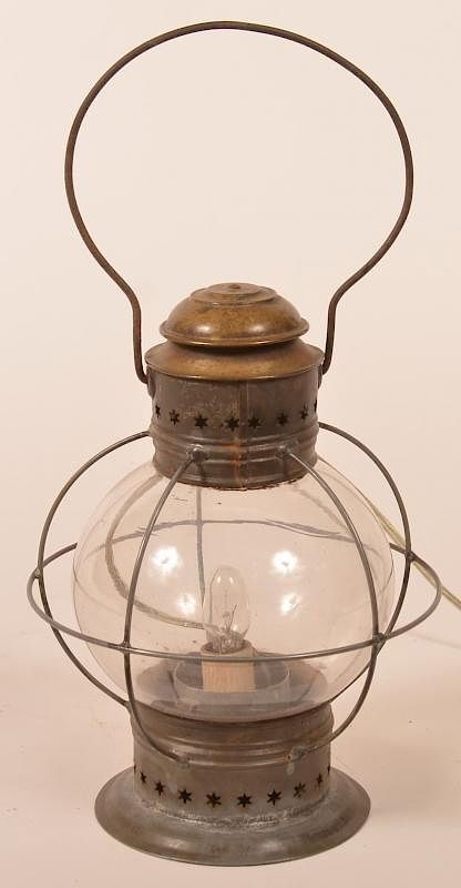 Appraisal: Antique Tin Onion Lantern Antique Tin Onion Lantern - h