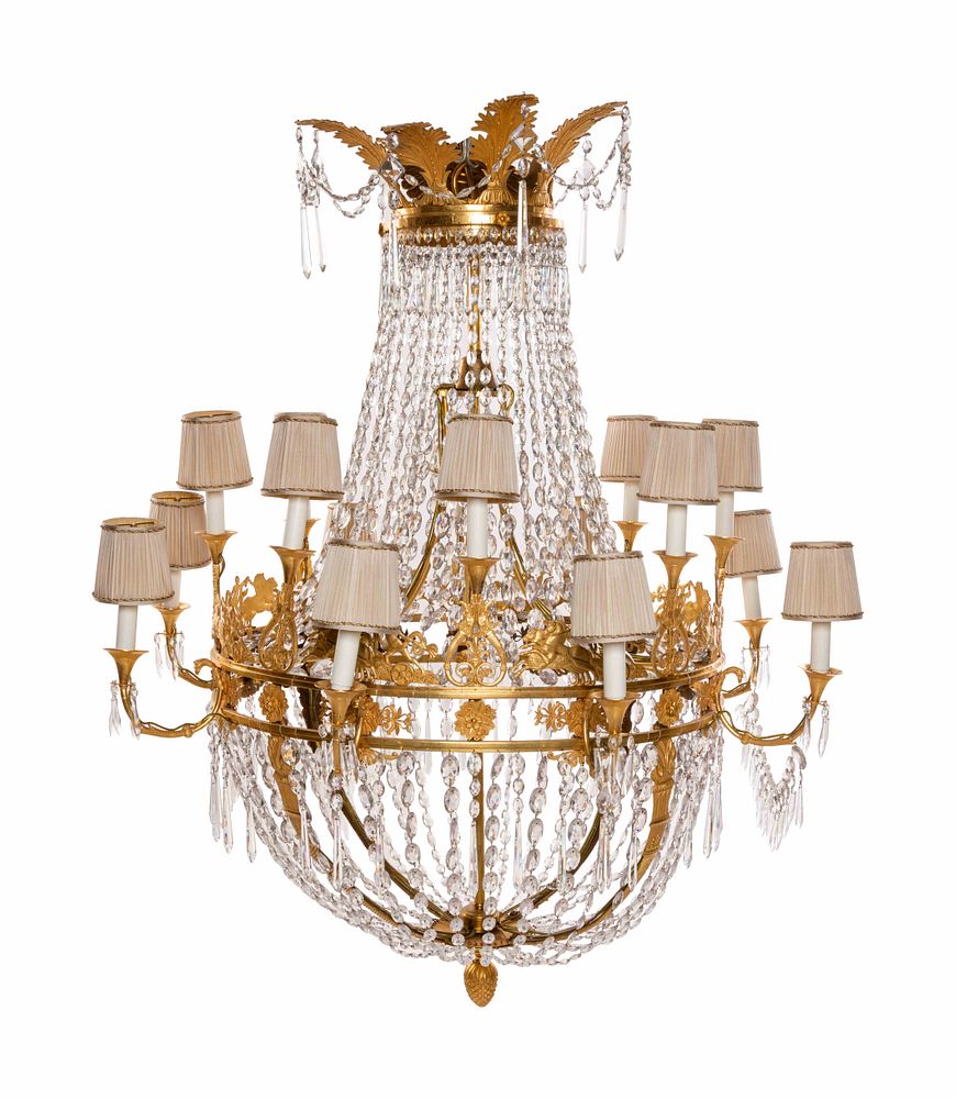 Appraisal: A Russian Empire Gilt Bronze and Cut Glass Sixteen-Light Chandelier