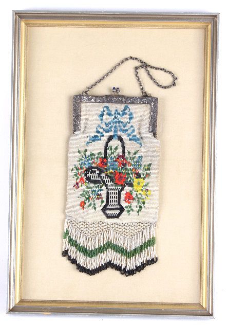 Appraisal: Framed 's- 's Beaded Flapper Purse For your consideration is