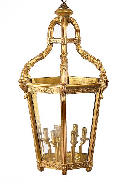 Appraisal: A George III style giltwood lantern The tapering hexagonal glazed