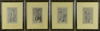 Appraisal: Set of Four Prints of Antique Etchings All Nude Male