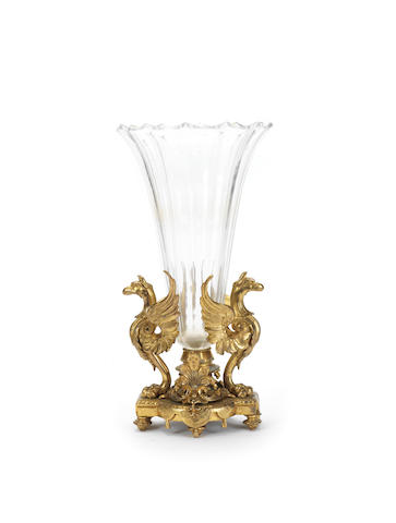 Appraisal: A late th century gilt bronze and cut glass centrepiece