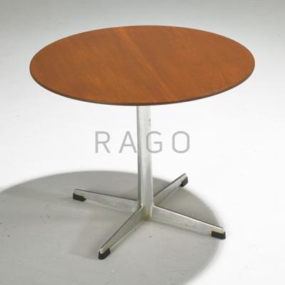 Appraisal: ARNE JACOBSEN FRITZ HANSEN Side table Denmark s Teak aluminum