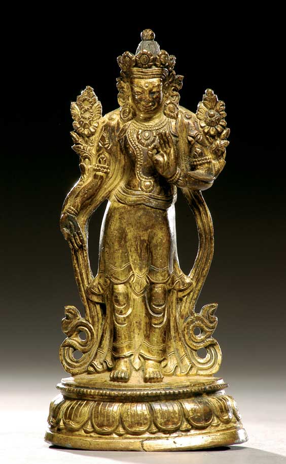 Appraisal: ANTIQUE SINO-TIBETAN GILT BRONZE Small and antique Sino-Tibetan gilt bronze