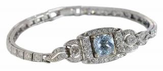 Appraisal: Platinum Diamond and Blue Topaz Bracelet converted from lady's Hamilton