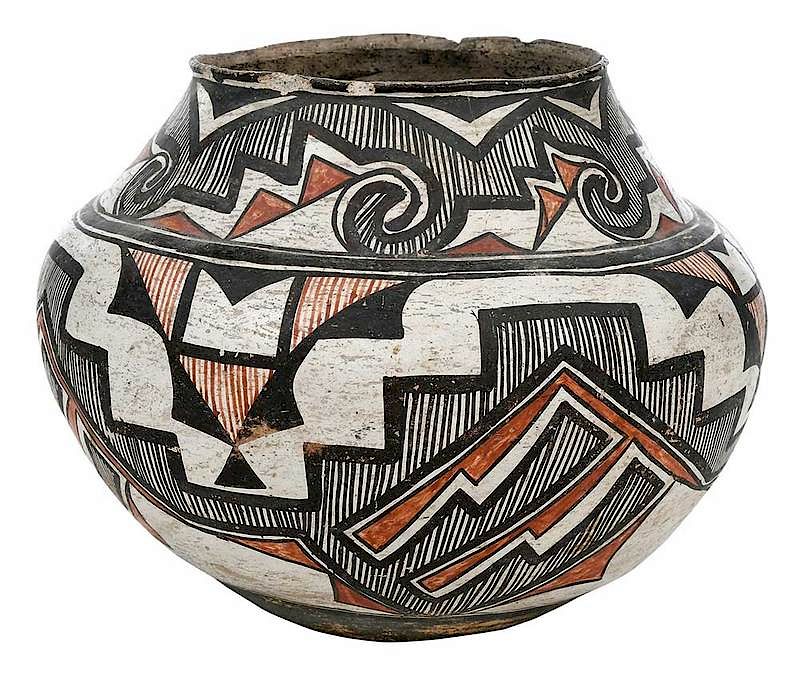 Appraisal: Zuni Geometric Polychrome Olla American Southwest late th century with