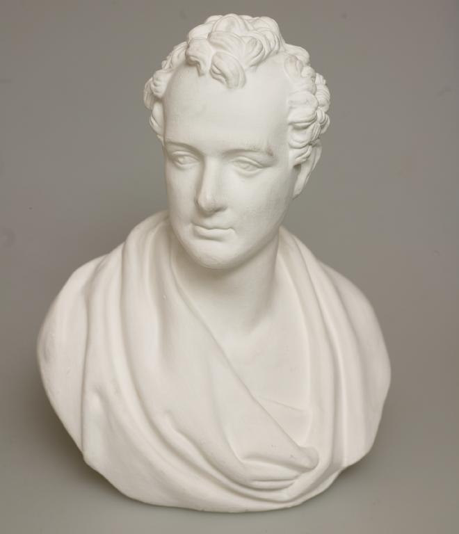 Appraisal: PLASTER BUST OF LORD BYRON possibly removed from an interior