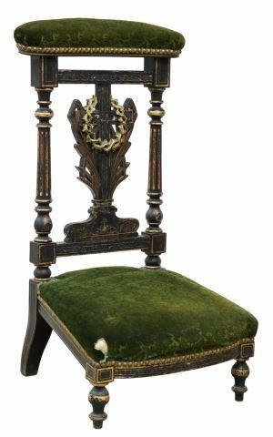 Appraisal: French Napoleon III prie-dieu prayer chair th c green velvet