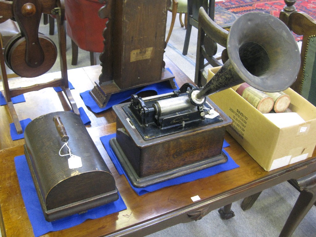 Appraisal: Edison cylinder phonograph with wax cylinders and original receipt dated