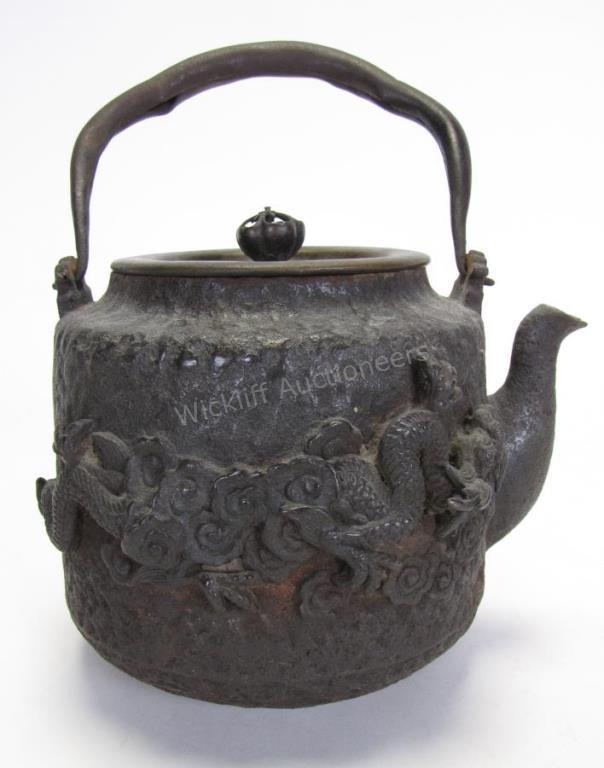 Appraisal: Japanese Tetsubin Chagama Iron Kettle antique Edo period tea kettle