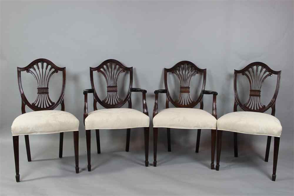 Appraisal: SET OF EIGHT HEPPLEWHITE STYLE MAHOGANY DINING CHAIRS consisting of