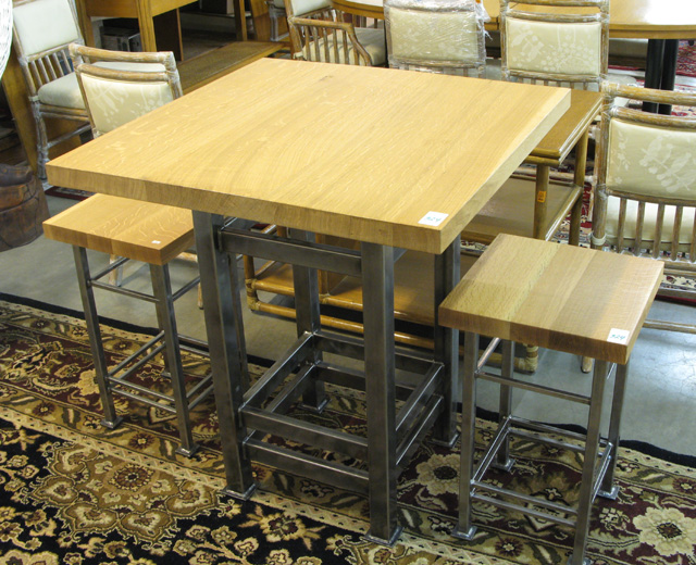 Appraisal: THREE-PIECE CAFE' TABLE AND STOOL SET American contemporary the set