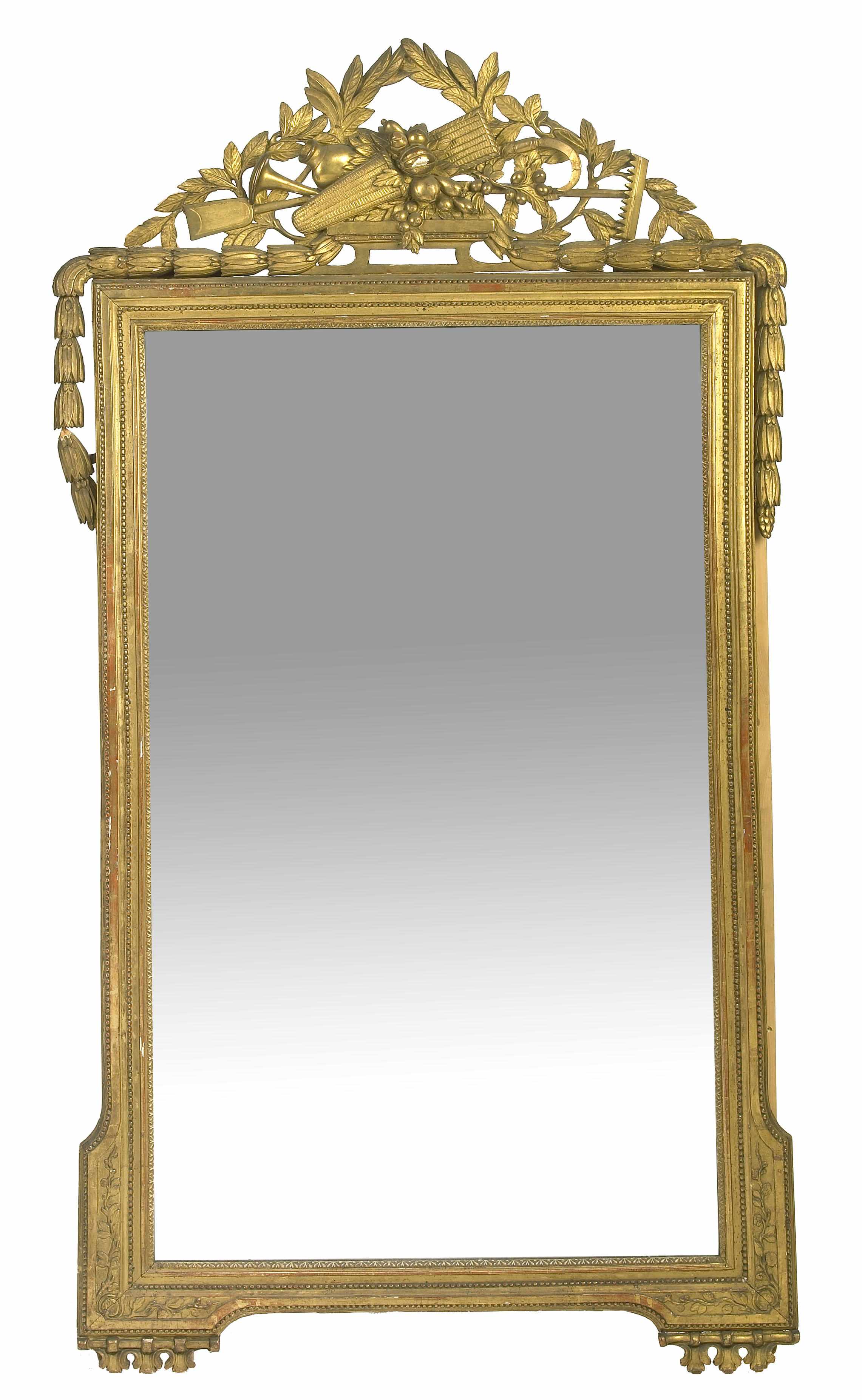 Appraisal: A Louis XVI style carved giltwood mirror The rectangular plate