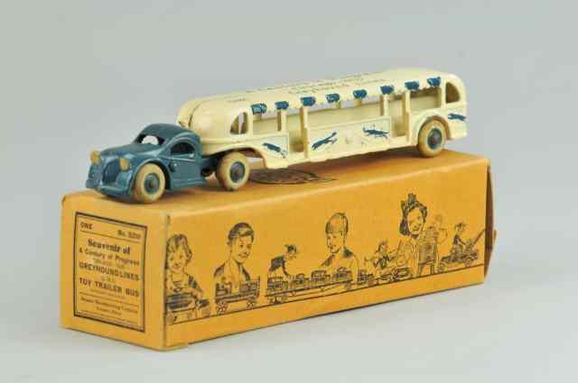 Appraisal: ARCADE GREYHOUND GMC BUS WITH BOX Cast iron painted in