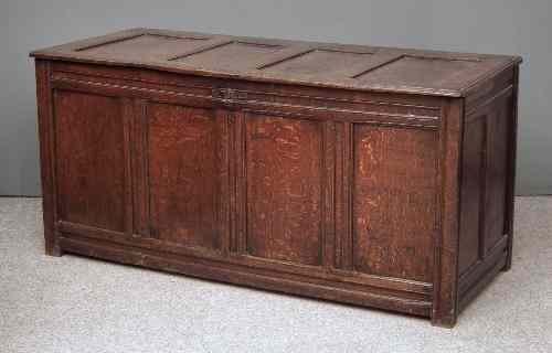 Appraisal: A late th Century panelled oak coffer of plain design