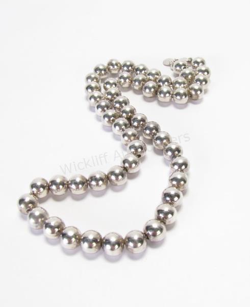 Appraisal: A sterling silver Tiffany Co Bead necklace long mm beads