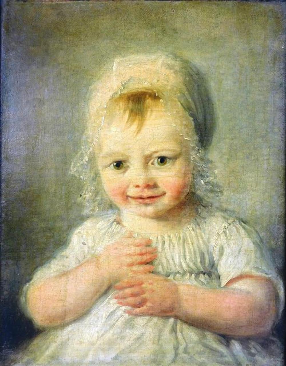 Appraisal: th C French oil on canvas depicts portrait of infant