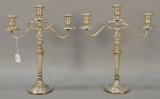 Appraisal: Pair of sterling silver weighted candelabra ht in Pair of