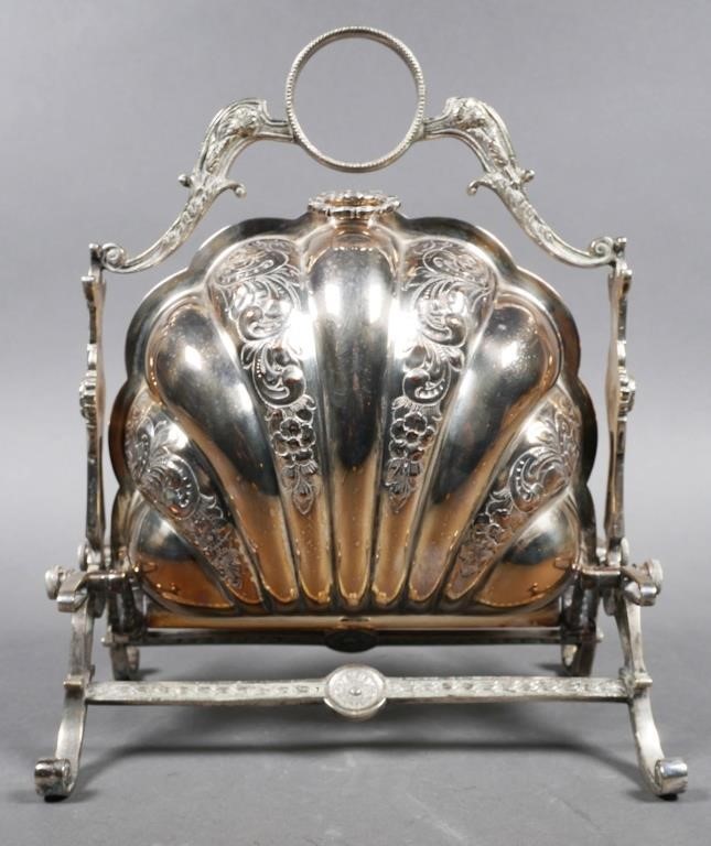 Appraisal: Late th century ornate English silver plated biscuit or bun