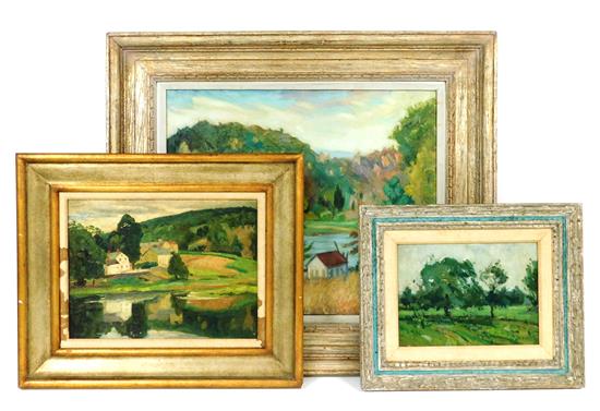 Appraisal: George Davidson Polish-American - three oil paintings oil on Masonite