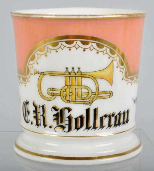 Appraisal: Horn Shaving Mug Description Gilt name F R Holleran Shows