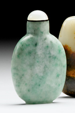 Appraisal: Two Chinese jadeite snuff bottles th century Of pebble and