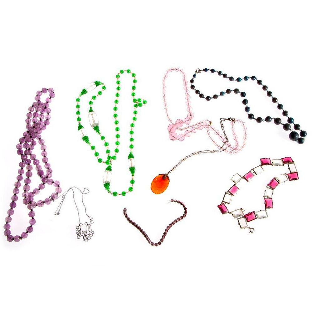 Appraisal: Nine vintage costume and beaded jewelry necklaces and one bracelet