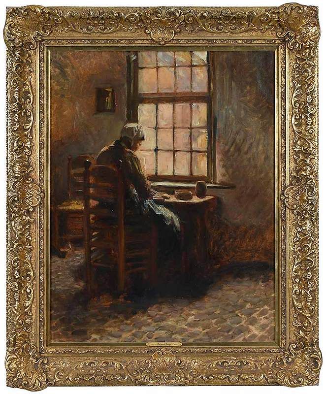 Appraisal: Roeland Lary Dutch - Reading By a Window signed verso