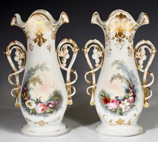 Appraisal: Pair of Continental Old Paris Style Porcelain Flar Pair of