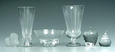 Appraisal: Six pieces clear Steuben glass in vase - in vase