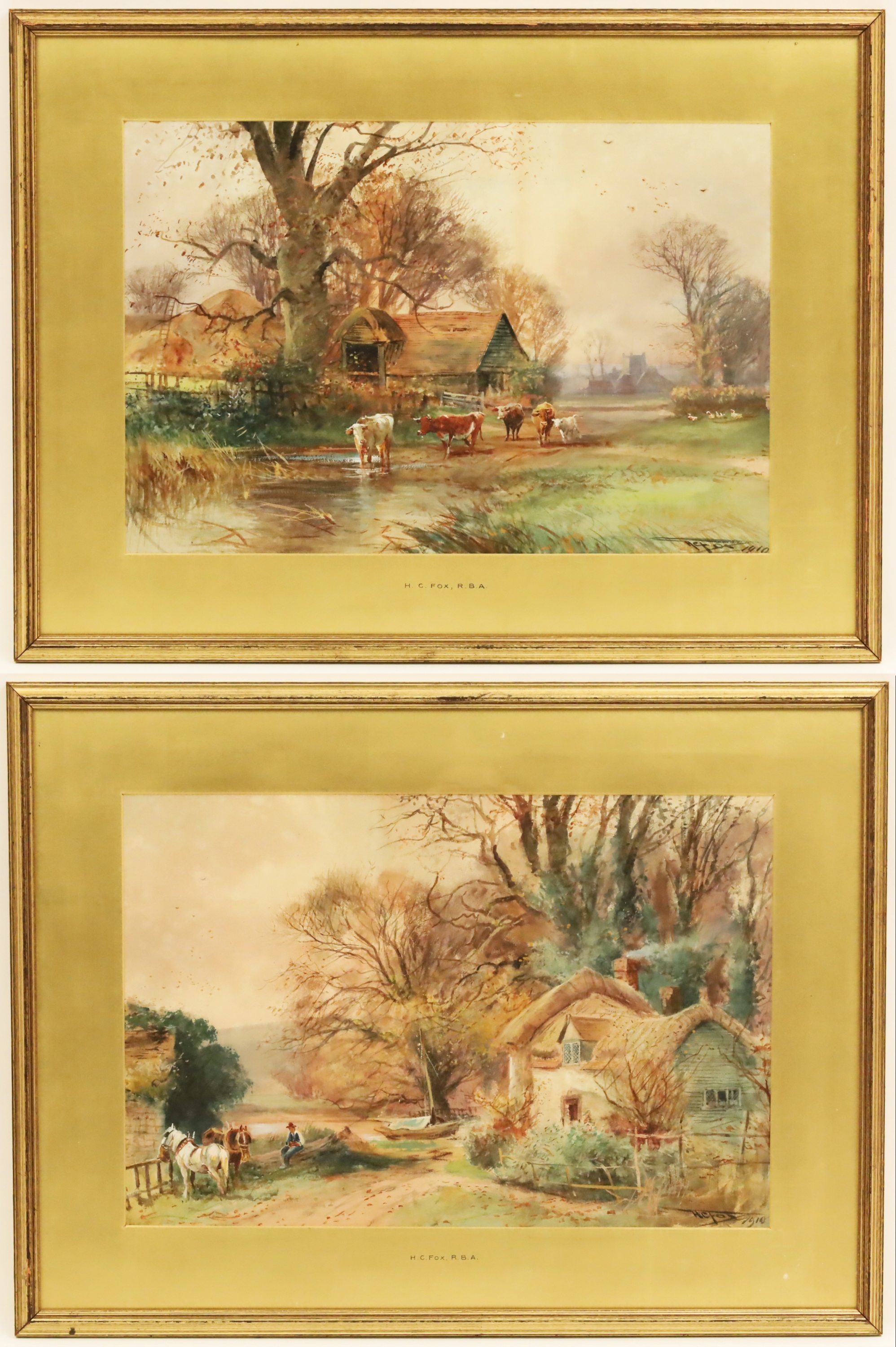 Appraisal: HENRY CHARLES FOX BRITISH - Pair of framed and matted