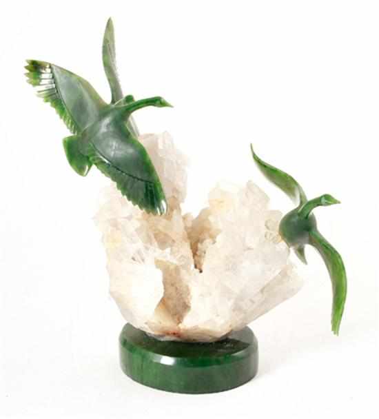 Appraisal: Jade and quartz sculpture by Lyle Sopel Canada b entitled