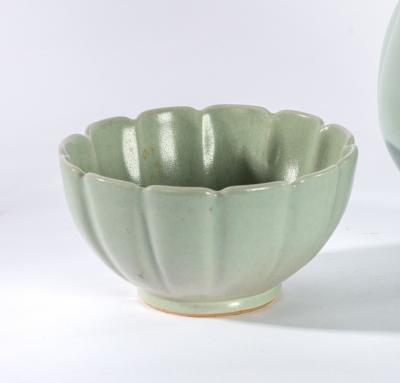 Appraisal: Charles Vyse British - a celadon glaze lobed bowl incised