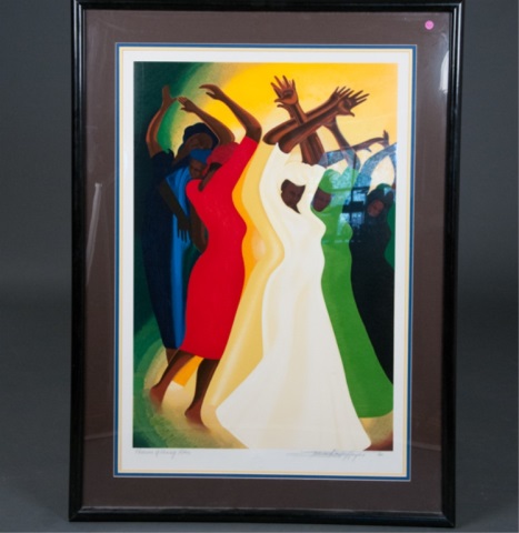 Appraisal: Large framed and matted print by Bernard Hoyes titled Passion